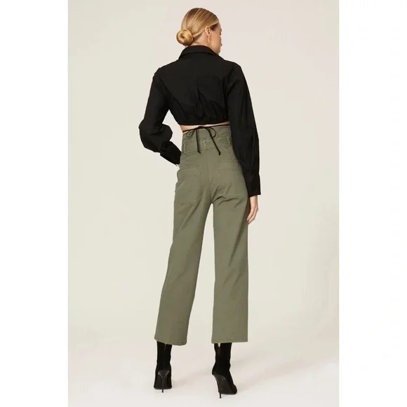 Marissa Webb Collective Canvas Cropped Pants Olive Green 35297 - Picture 4 of 15